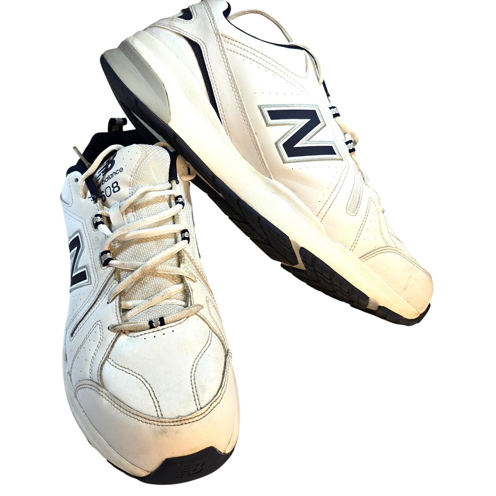 New Balance 608 Training Shoes White Navy Leather Chunky Dad‎ Sneakers Mens 16